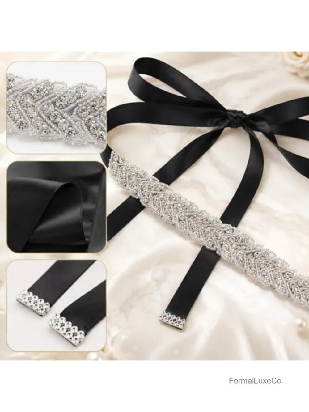 Bridal Rhinestone Wedding Waist Belt Crystal Belts Handcrafted Glitter Ribbon